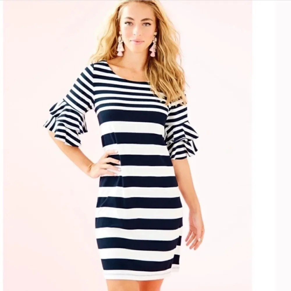 Lilly Pulitzer Navy White Striped Jersey Dress